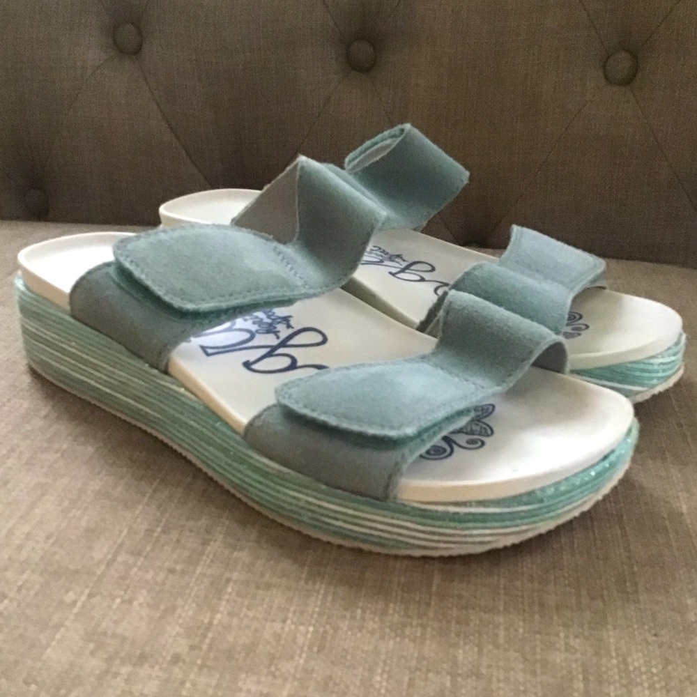 Alegria Sandals 37/ 7 Adjustable Straps Blue Leather Summer Comfort MIX230